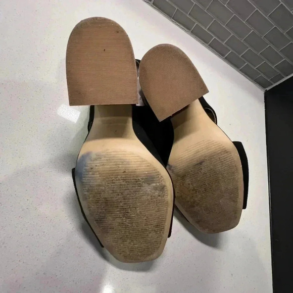 Madden Girl Black Suede Open Toe Heels Size 10 - Picture 11 of 12